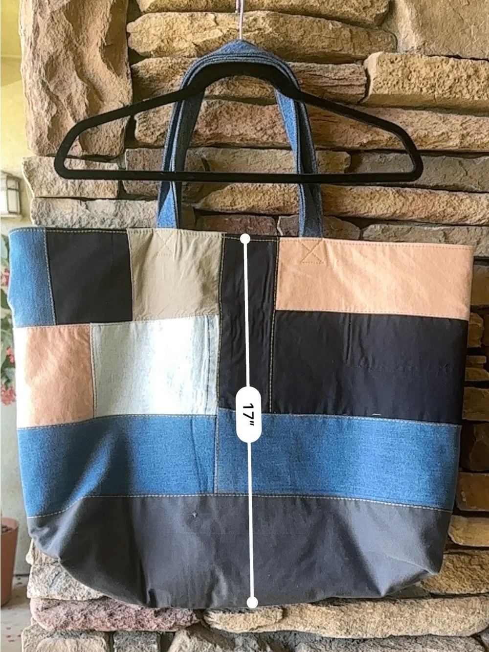 The Mosaic Tote Handmade Upcycled Denim Patchwork Tote Bag Oversized‎